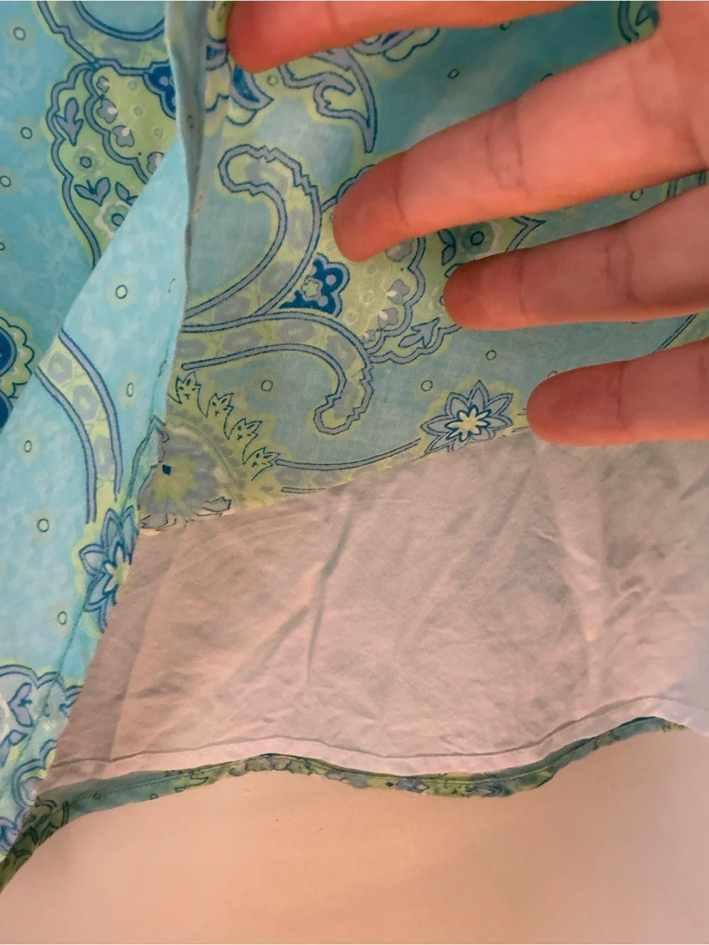 Tommy Hilfiger Light Blue Paisley Skater Skirt with Green Accents
